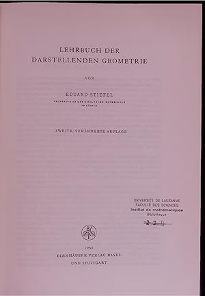 Bild des Verkufers fr LEHRBUCH DER DARSTELLENDEN GEOMETRIE. zum Verkauf von Antiquariat Bookfarm