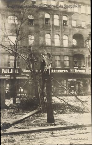 Ansichtskarte / Postkarte Berlin, Generalstreik 1919, Erstürmung Lichtenbergs, Minenvolltreffer B...