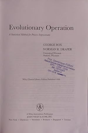 Bild des Verkufers fr Evolutionary Operation. A Statistical Method for Process Improvement. zum Verkauf von Antiquariat Bookfarm