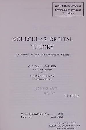 Seller image for MOLECULAR ORBITAL THEORY. An Introductory Lecture Note and Reprint Volume for sale by Antiquariat Bookfarm