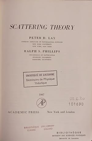 Bild des Verkufers fr SCATTERING THEORY. zum Verkauf von Antiquariat Bookfarm