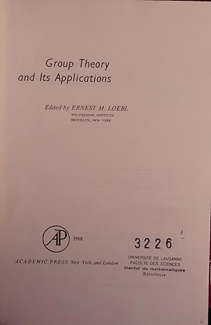 Immagine del venditore per Group Theory and Its Applications. venduto da Antiquariat Bookfarm