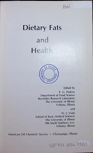 Imagen del vendedor de Dietary Fats and Health. a la venta por Antiquariat Bookfarm