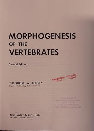 Imagen del vendedor de MORPHOGENESIS OF THE VERTEBRATES. a la venta por Antiquariat Bookfarm