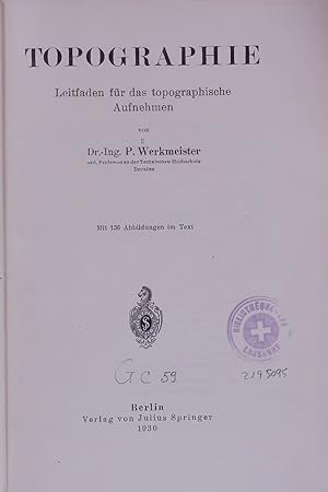 Seller image for TOPOGRAPHIE. Leitfaden fr das topographische Aufnehmen for sale by Antiquariat Bookfarm