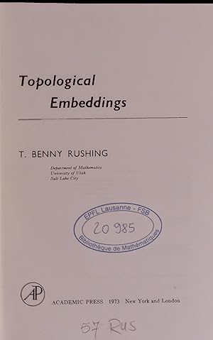 Seller image for Topological Embeddings. for sale by Antiquariat Bookfarm