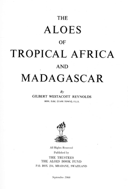 The Aloes of Tropical Africa and Madagascar.