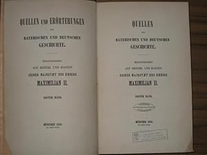 Image du vendeur pour Quellen und Errterungen zur bayerischen und deutschen Geschichte, Erster Band: I. Schenkungsbuch des Klosters St. Emmeramm zu Regensburg (herausgegeben von Dr. Wittmann); II. Schenkungsbuch des Stiftes Obermnster zu Regensburg (ders.); III. Schenkungsbuch der ehemaligen gefrsteten Probstei Berchtesgaden (hrsg. von Karl August Muffat); IV. Annales Schefftlarienses. A. von 1092 - 1247; B. Von 814 und 1215 - 1272 (hrsg. von Georg Thomas Rudhart). Als Anhang: I. Kirchengebet fr das Wohl des Kaisers und des Reiches. Aus dem Anfange des IX. Jahrhunderts; II. Acten des Erfurter und des Dingolfinger Concils von 932; III. Pfrnde-Ordnung des vormaligen Klosters Geisenfeld. Aus dem XIII. Jahrhundert; IV. Historische Notizen aus einem Rechnungsbuche des Klosters Aldersbach von 1291 - 1362). Herausgegeben auf Befehl und auf Kosten Seiner Majestt des Knigs Maximilian II. von der Commission zur Herausgabe bayerischer und deutscher Quellenschriften. mis en vente par Antiquariat Carl Wegner