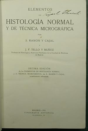 Imagen del vendedor de Elementos de histologia normal y de tecnica micrografica a la venta por Antica Libreria Srl