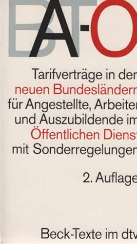 Bild des Verkufers fr Bundes-Angestelltentarifvertrag Ost : Tarifvertrge fr Arbeiter und Angestellte des Bundes, der Lnder und der Gemeinden mit den wichtigsten Sonderregelungen; Bundespersonalvertretungsgesetz : mit Wahlordnung. Textausgabe. Mit Sachverz. und einer Einf. von Adolf Jesse. dtv ; 5565 : Beck-Texte im dtv zum Verkauf von Schrmann und Kiewning GbR