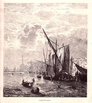 Seller image for Hafen von Genua. Holzstich aus Kaden - Italien. for sale by Antiquariat Heinz Tessin