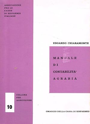 Bild des Verkufers fr Manuale di contabilit agraria zum Verkauf von Biblioteca di Babele