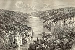 The Danube River between Weltenburg and Kelheim in Germany ,1881 Antique Print