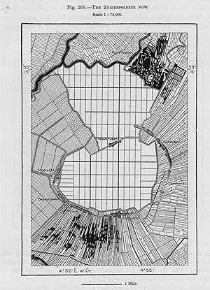 The Zuider Zee Then and Now,1882 1800s Antique Map