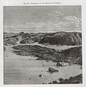 Image du vendeur pour The Bocche di Cattaro or Bay of Kotor in Montenegro, on the Adriatic Sea ,1881 Antique Historical Print mis en vente par Artisans-lane Maps & Prints