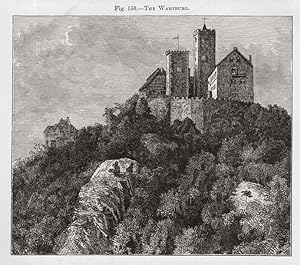 The Wartburg castle near Eisenach in Thuringia, Germany,1881 Antique Historical Print