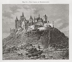 Hohenzollern Castle in the Swabian Jura mountains of Baden-W?rttemberg, Germany,1881 Antique Hist...