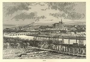 Metz in northeastern France,1881 Antique Print
