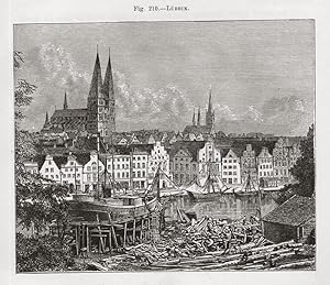 Lubeck in northern Germany ,1881 Antique Historical Print