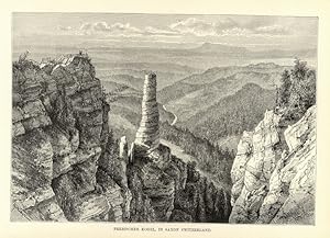 The Prebischer Kogel in Saxon Switzerland,1881 Antique Print