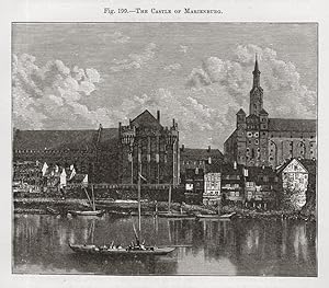Marienburg Castle or Malbork Castle in Malbork, Poland,1881 Antique Historical Print