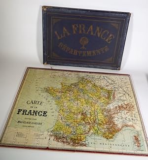 La France-Départements. [Jeu de Patience géographique Puzzle]. Grande boîte qui contient deux pla...