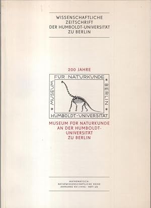 Imagen del vendedor de Wissenschaftliche Zeitschrift der Humboldt-Universitt zu Berlin. Mathematisch-naturwissenschaftliche Reihe, Jahrgang XIX ( 1970 ), Heft 2/3. - Aus dem Inhalt: Gnter Hoppe - Die Meteoritensammlung des Mineralogischen Museums der HU / Hans Grimm und Ingrid Wustmann: Anthropologische Objekte in einem Museum fr Naturkunde / Konrad Senglaub: Zur Darstellung der Primaten und ihrer Stammesgeschichte im neuen Saal / Joachim Oppermann: Das Quagga - eine ausgerottete Zebraform. a la venta por Antiquariat Carl Wegner