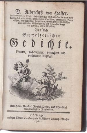 Bild des Verkufers fr D. Albrechts von Haller Versuch Schweizerischer Gedichte. zum Verkauf von Antiquariat Carl Wegner