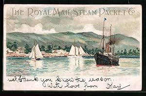 Artist's lithography Charles Dixon: Kingston, Jamaica, The Royal Mail Steam Packet Co, Postdampfe...
