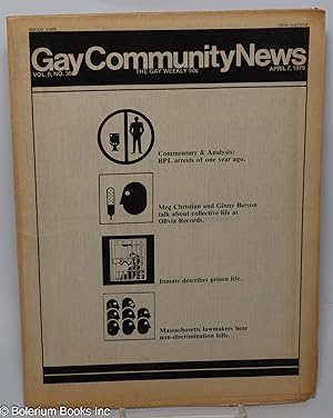 Bild des Verkufers fr GCN: Gay Community News; the gay weekly; vol. 6, #36, April 7, 1979: Commentary & Analysis: BPL Arrests of a Year Ago zum Verkauf von Bolerium Books Inc.