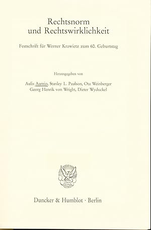 Seller image for Rechtsnorm und Rechtswirklichkeit Festschrift fr Werner Krawietz zum 60. Geburtstag. for sale by avelibro OHG