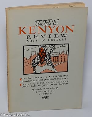 Image du vendeur pour The Kenyon Review: arts & letters; vol. 1, #4, Autumn 1939: The State of Poetry: a Symposium mis en vente par Bolerium Books Inc.