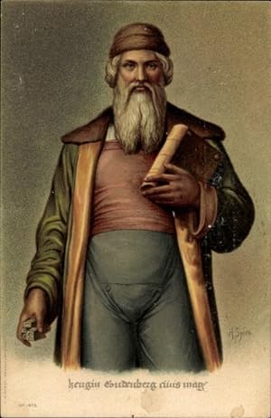 Künstler Litho Spiro, H., Johannes Gutenberg Portrait