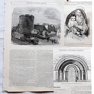 SEMANARIO PINTORESCO ESPAÑOL Nº 7 1852: Château de Ham, Miranda de Ebro portada de la iglesia