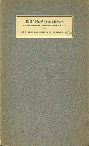 Imagen del vendedor de Ein systematischer Querschnitt durch sein Werk. Ausgewhlt, bertr. u. eingeleitet von Nahum Norbert Glatzer. (= Bcherei des Schocken Verlags 27-28). a la venta por ANTIQUARIAT MATTHIAS LOIDL