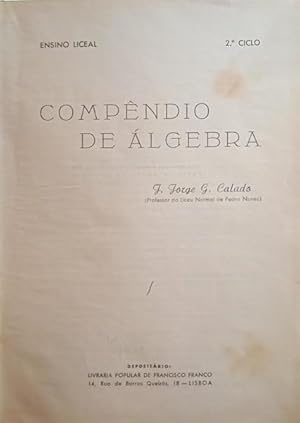 Immagine del venditore per COMPNDIO DE LGEBRA: ENSINO LICEAL, 2. CICLO. venduto da Livraria Castro e Silva