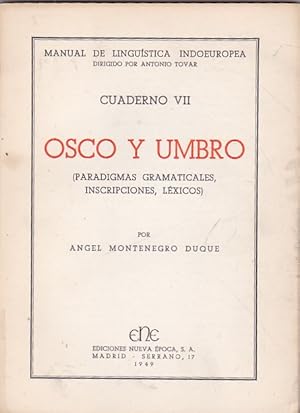 Seller image for Osco y umbro . Paradigmas gramaticales, inscripciones , lexicos for sale by LIBRERA GULLIVER