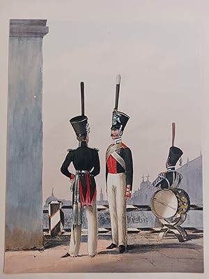 Bild des Verkufers fr RUSSIE GRAVURE UNIFORME GRENADIER GARDE ROI DE PRUSSE TAMBOUR ECKERT MONTEN E12 zum Verkauf von Librairie RAIMOND