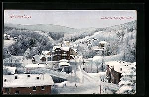 Ansichtskarte Schreiberhau-Mariental, verschneite Ortschaft im Riesengebirge