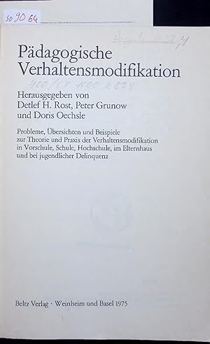 Seller image for Padagogische Verhaltensmodifikation. for sale by Antiquariat Bookfarm