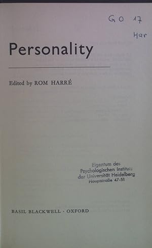 Bild des Verkufers fr Personality. zum Verkauf von books4less (Versandantiquariat Petra Gros GmbH & Co. KG)