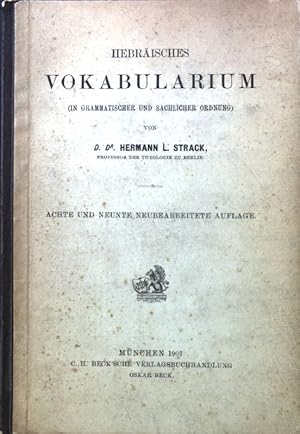 Seller image for Hebrisches Vokabularium (in grammatischer und sachlicher Ordnung). for sale by books4less (Versandantiquariat Petra Gros GmbH & Co. KG)