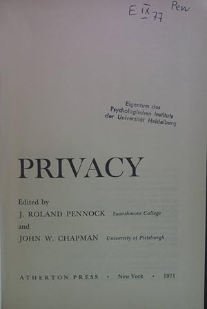 Bild des Verkufers fr Privacy. NOMOS XIII zum Verkauf von books4less (Versandantiquariat Petra Gros GmbH & Co. KG)