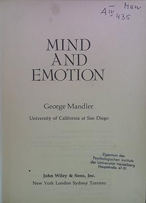 Seller image for Mind and Emotion. for sale by books4less (Versandantiquariat Petra Gros GmbH & Co. KG)
