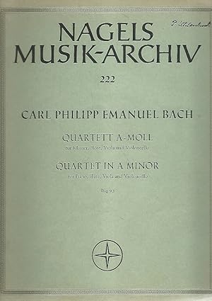 Bild des Verkufers fr Carl Philipp Emanuel Bach. Quartett A-Moll fr Klavier, Flte, Viola und Violoncello. Nagels Musik-Archiv Nr. 222. zum Verkauf von Lewitz Antiquariat