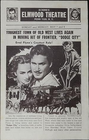 Seller image for Dodge City Local Theater Herald 1939 Errol Flynn, Olivia De Havilland for sale by AcornBooksNH