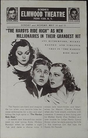 Immagine del venditore per The Hardys Ride High Local Theater Herald 1939 Mickey Rooney, Ann Rutherford venduto da AcornBooksNH