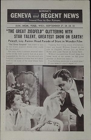 Seller image for The Great Ziegfeld Local Theater Herald 1936 William Powell, Myrna Loy, Luise Rainer for sale by AcornBooksNH