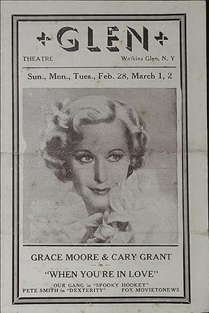 Image du vendeur pour When You're In Love Local Theater Herald 1937 Grace Moore, Cary Grant mis en vente par AcornBooksNH