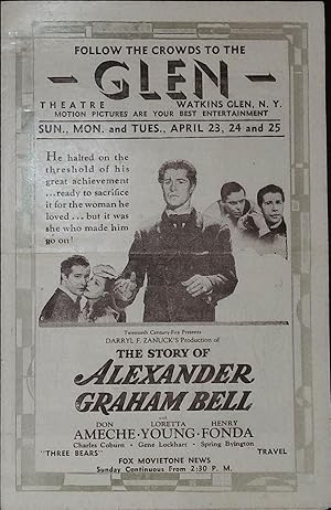 Image du vendeur pour Alexander Graham Bell Local Theater Herald 1939 Don Ameche, Loretta Young mis en vente par AcornBooksNH